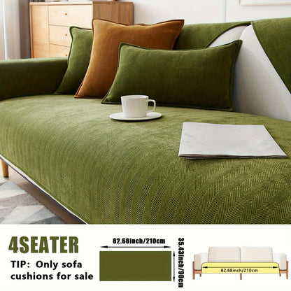 Sofa Cover Ribbed Chenille Stretch Panels for 1 to 4 Seats, Armrests or Cushions with Model-Specific Size and Color Options