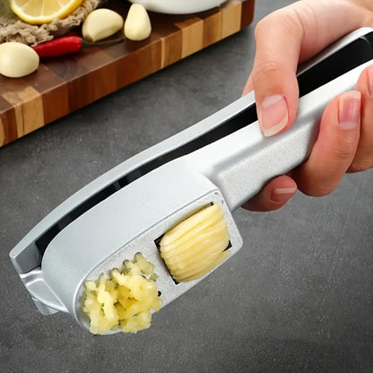 Garlic Press 2-in-1 Garlic Mincer and Slicer Stainless Steel Manual Garlic Crusher Presser for Fine Mince Puree Kitchen Tool for Home
