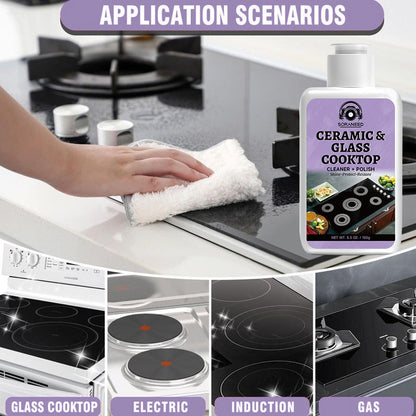 Ceramic Stovetop Cleaner Cream, Glass Stove Top Cleaning Paste, Removes Burnt-On Grease & Stains