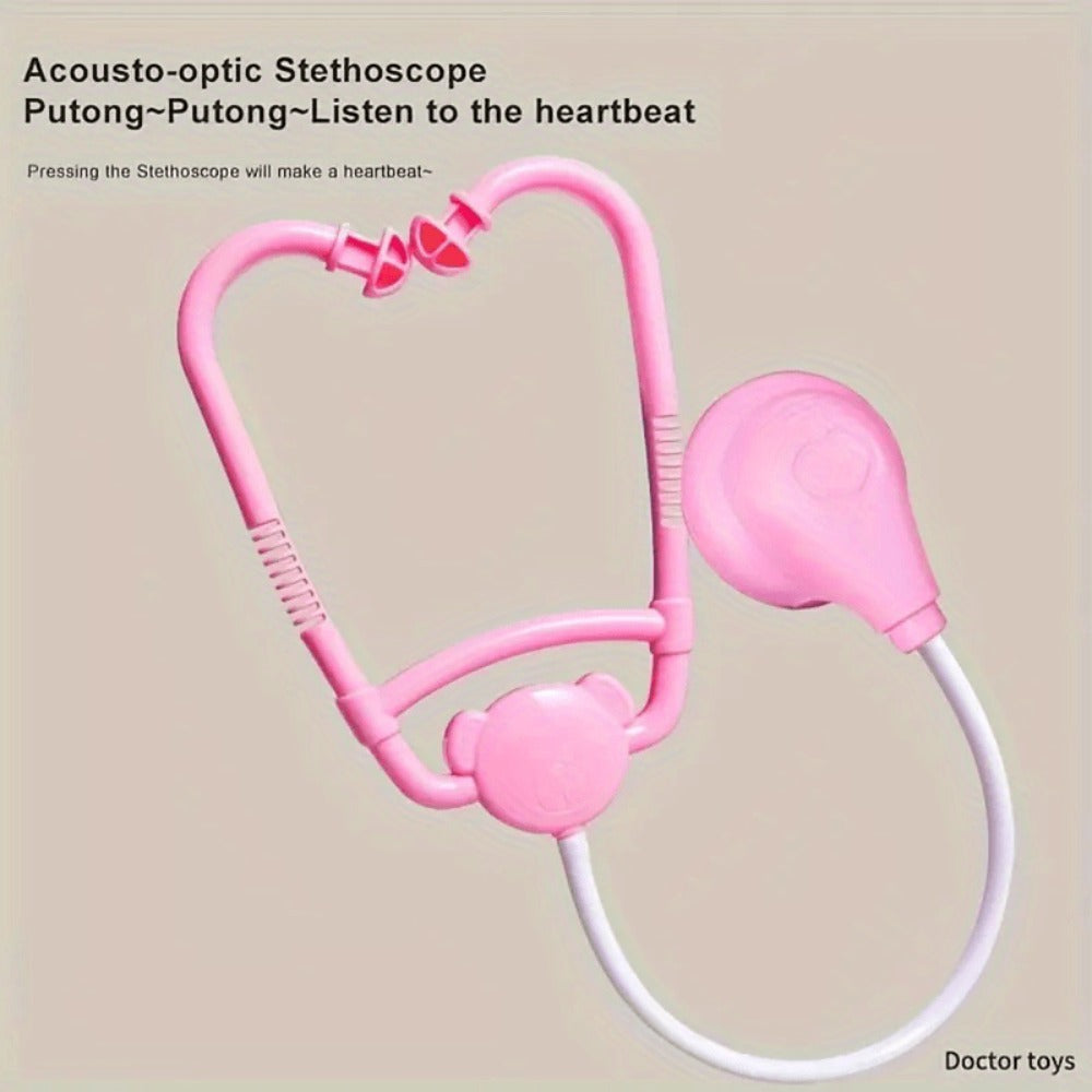 Pink Doctor Kit for Girls 40pcs, Pretend Play Nurse Toy Set with Stethoscope, Syringe, Dental Accessories & Medical Tools