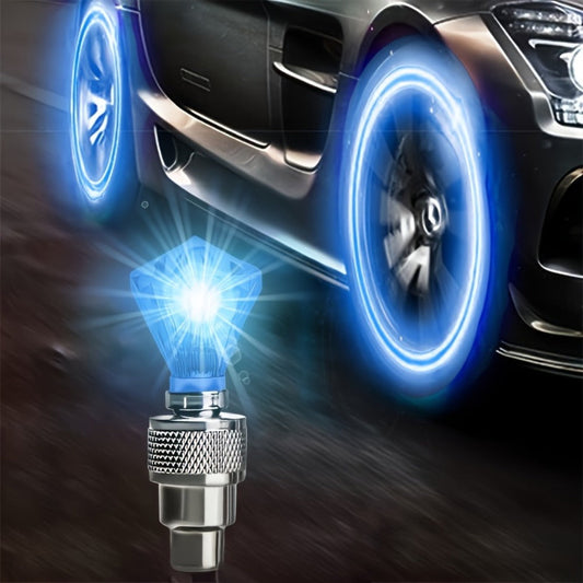 LED Tire Valve Stem Light Sets in 4-, 8- or 16-Piece Blue, Green, Red, Mixed and Skull-Top Configurations