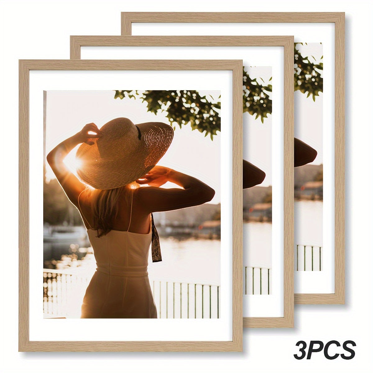 Picture Frames 12x16 Set of 3 – Classic Wood Poster Frames, Horizontal & Vertical Wall Hanging, Multi-Color Options for Bedroom Office