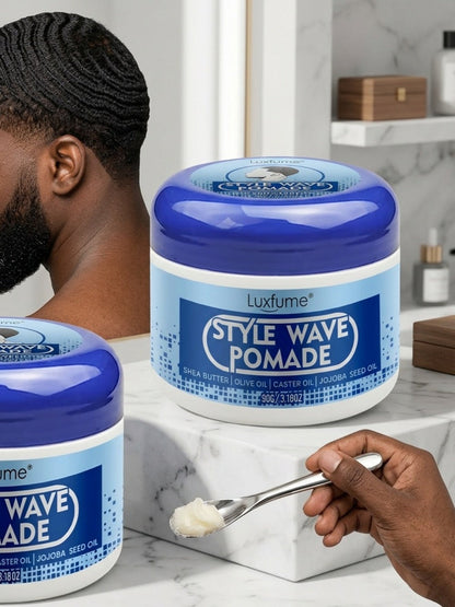 Wave Pomade 2-Pack Strong Hold & No Grease for Men – Easy Water Rinse, Perfect for Creating & Reinforcing 360 Waves