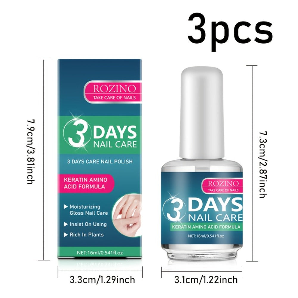 Keratin Nail Strengthening Oil 3-Pack – 3-Day Visible Results Quick-Drying Moisturizing Nail Care Oil, Prevents Peeling Breakage