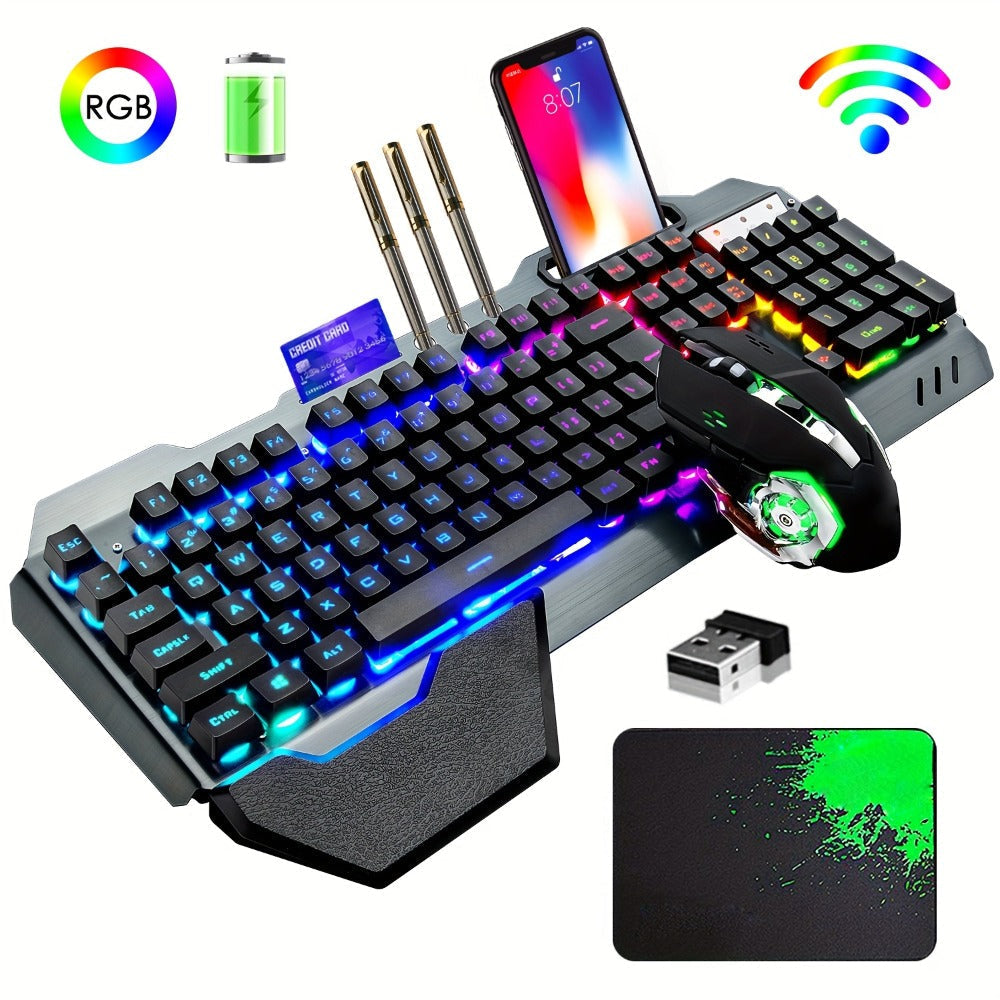 RGB Wireless Gaming Keyboard and Mouse Combo 2.4GHz Rechargeable Backlit Mechanical Feel Metal for an Everyday Personal Care Routine