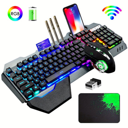 RGB Wireless Gaming Keyboard and Mouse Combo 2.4GHz Rechargeable Backlit Mechanical Feel Metal for an Everyday Personal Care Routine