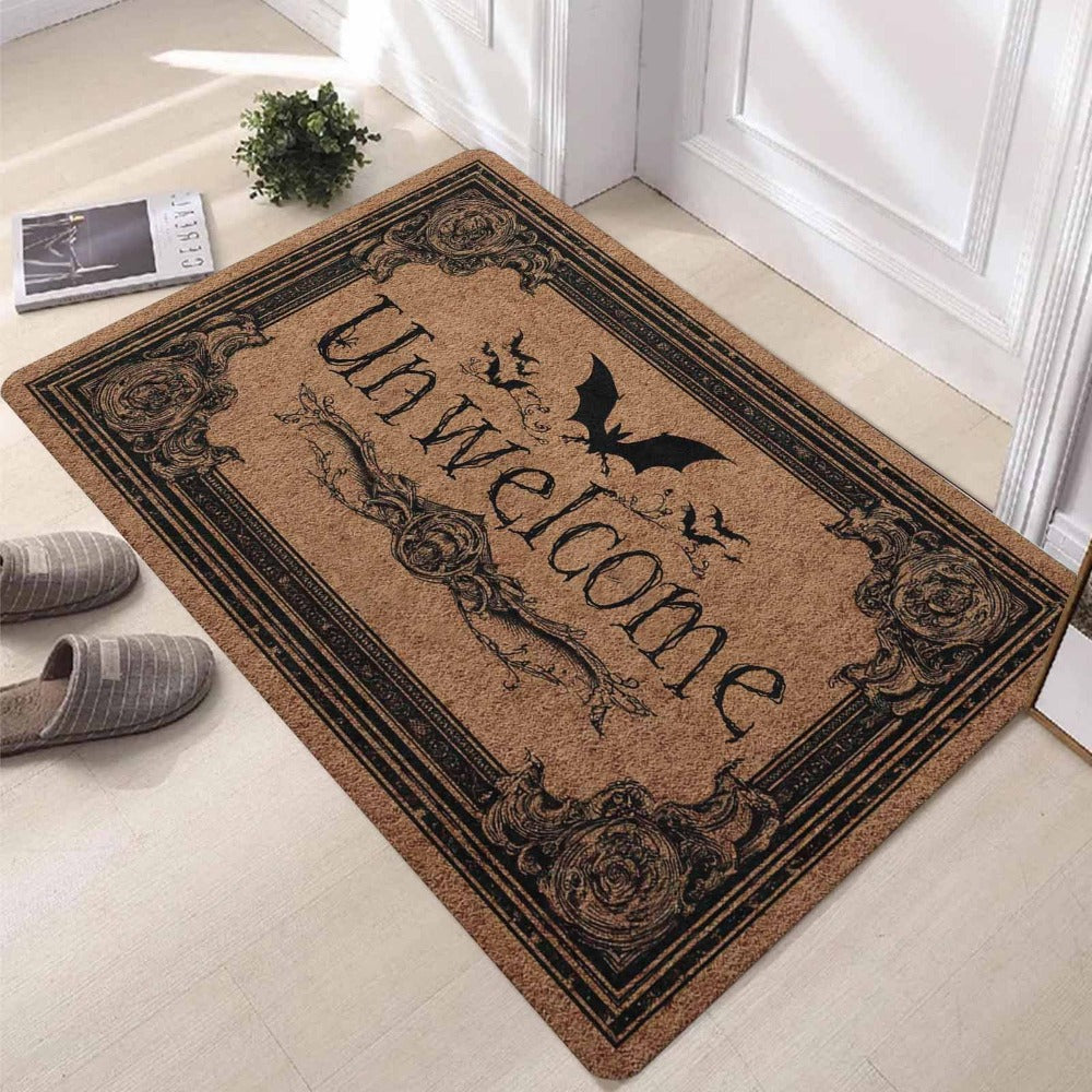 Gothic Bat Unwelcome Doormat Welcome Mat Halloween Home Decor Entrance Rug Indoor Floor Mat