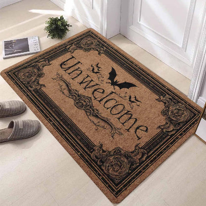 Gothic Bat Unwelcome Doormat Welcome Mat Halloween Home Decor Entrance Rug Indoor Floor Mat