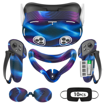 Meta Quest 3S Silicone Cover Set - VR Face Cover Shell Controller Grip Case Camera Lens Protector for an Everyday Personal Care Routine