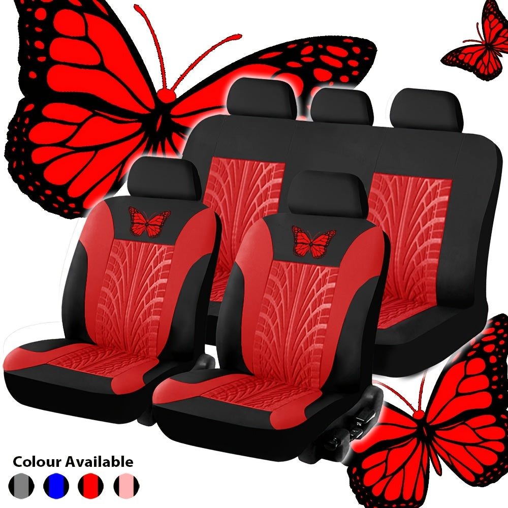 Car Seat Covers 5-Seat Butterfly Tire Pattern Set in Polyester Knit with Sponge and Eleven Colors