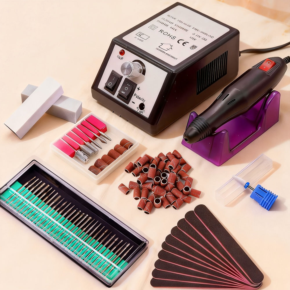 Electric Nail Drill 20000 RPM Console Kit with 6 Bits, 50 Sanding Bands and Standard or 8-in-1 Options