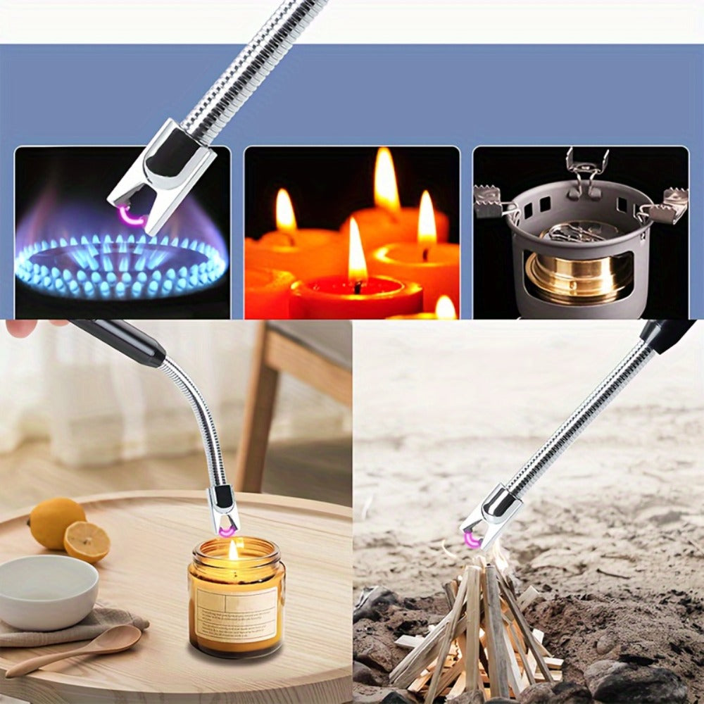 USB Rechargeable Arc Lighter 4-Pack Flameless Windproof Candle Lighter with Flexible Neck, 360° Rotation