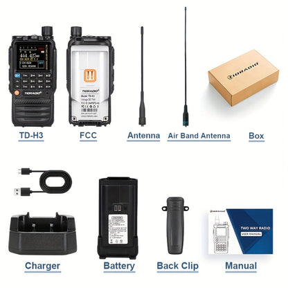 TIDRADIO TD-H3 Ham Radio GMRS Handheld Two Way Radio with USB-C Programming Charging, Long Range 2500mAh Battery
