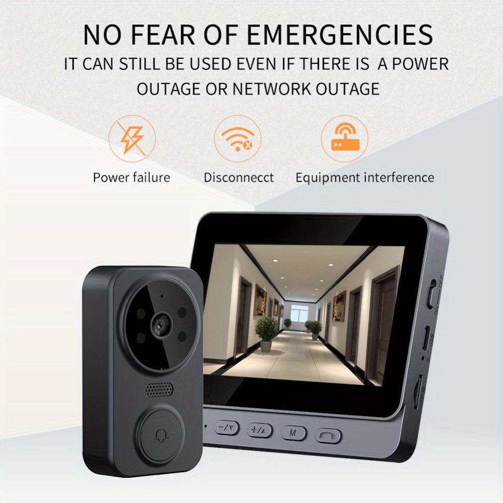 No WiFi Video Doorbell with 4.3" Indoor Monitor 1080P FHD, 120° Wide Angle, 850nm Night Vision, Two-Way Video Intercom