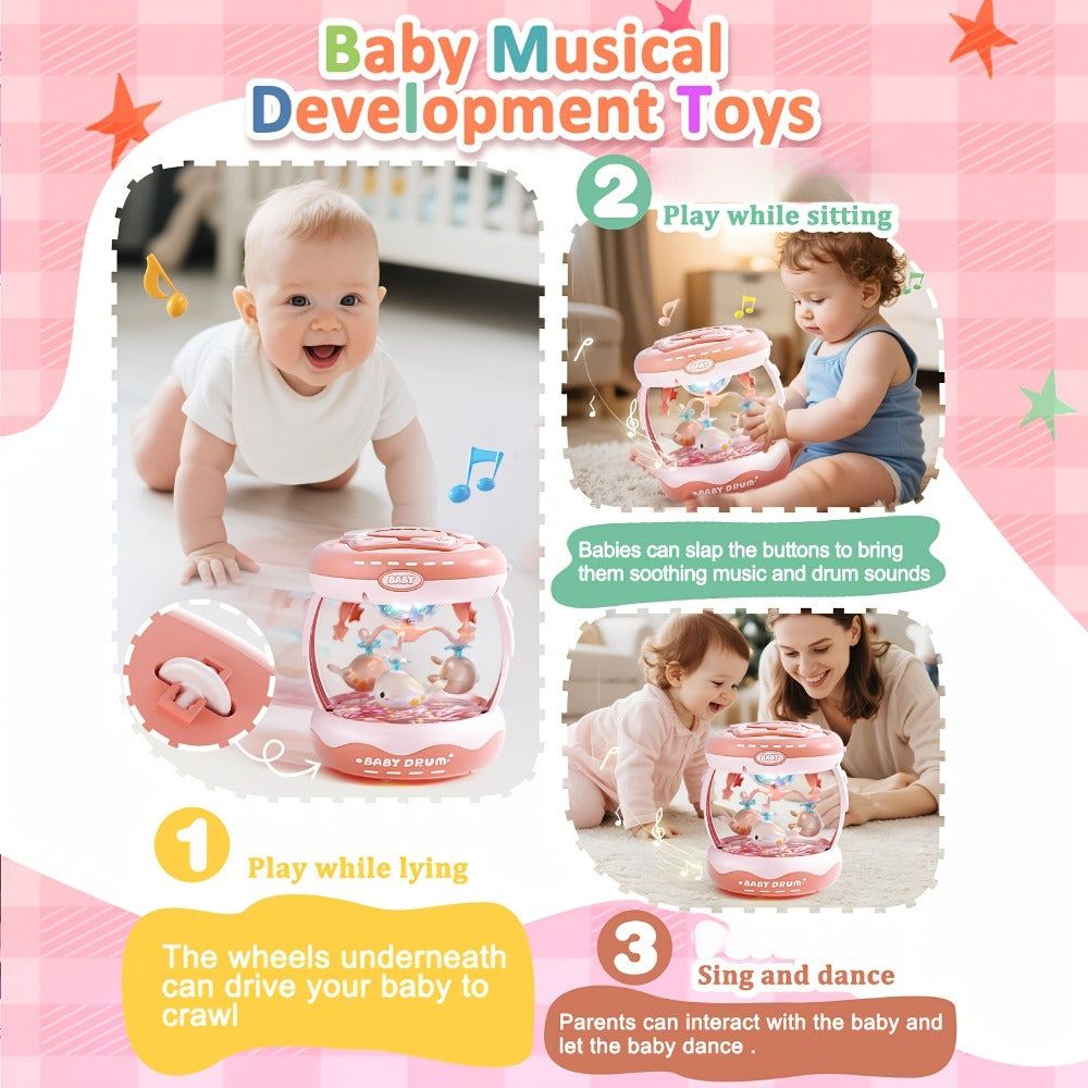 Baby Rotating Projector Music Toy 3 Months+, Interactive Animal Sounds & Lights, Multi-Functional Sensory Learning Toy for Infants
