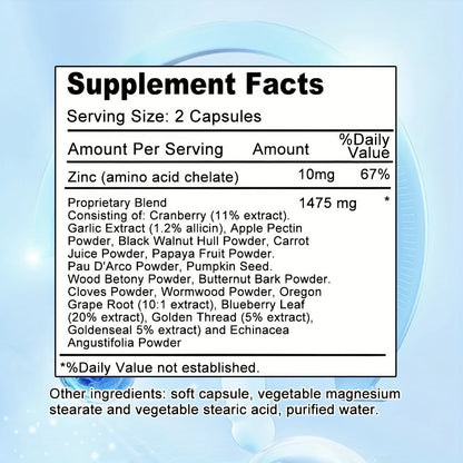 PARA BLAST Gut Cleanse Capsules with Black Walnut Hull, Wormwood & Cranberry for Bath Time, Home Spa and Personal Care