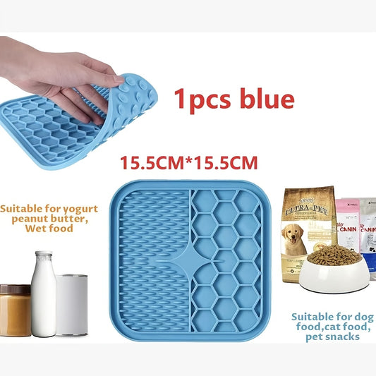 Licking Mat for Dogs and Cats with Suction Cup – Slow Feeder Boredom Buster Pad for Peanut Butter & Treats, Calming Bath & Grooming Aid