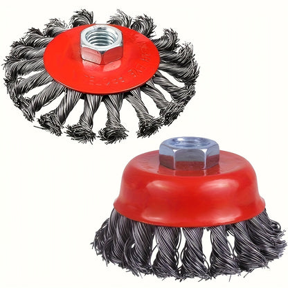 Wire Wheel Cup Brush 4 Inch Stainless Steel for Angle Grinder 2 Pack Metal Cleaning Rust Removal Paint Stripping Weld Cleaning Tool for DIY