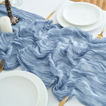 Ten-Piece Cheesecloth Table Runner Set, 19.6 x 120 Inches Each in Five Colors for Dining and Events