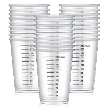 Plastic Measuring Cups with Wooden Sticks 100 Sets Clear Graduated Mixing Cups oz/ml/cc for Resin