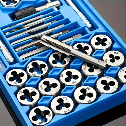 Metric Tap and Die Set 12pcs or 40pcs, M3-M12 Hand Thread Tapping Tool Kit with Plug Taps, Straight & Cone Reamers
