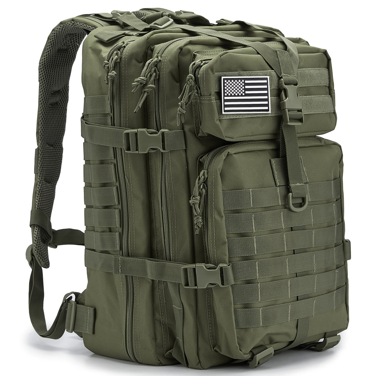 Hunting Rucksack Tactical Hiking Backpack Durable Polyester Multifunctional Camping Backpack with Utility Pocket Zipper Chest Adjustment