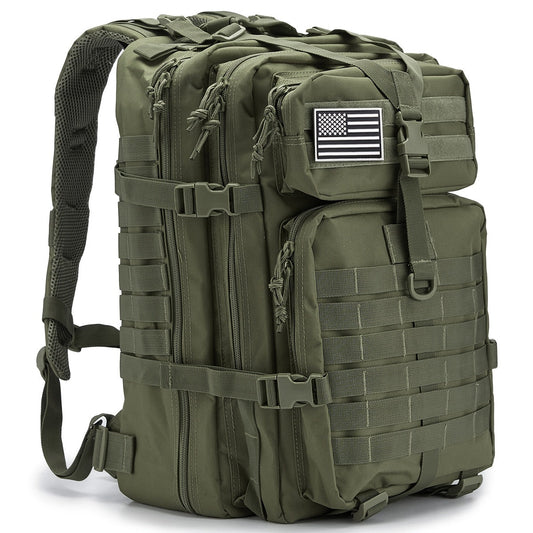 Hunting Rucksack Tactical Hiking Backpack Durable Polyester Multifunctional Camping Backpack with Utility Pocket Zipper Chest Adjustment