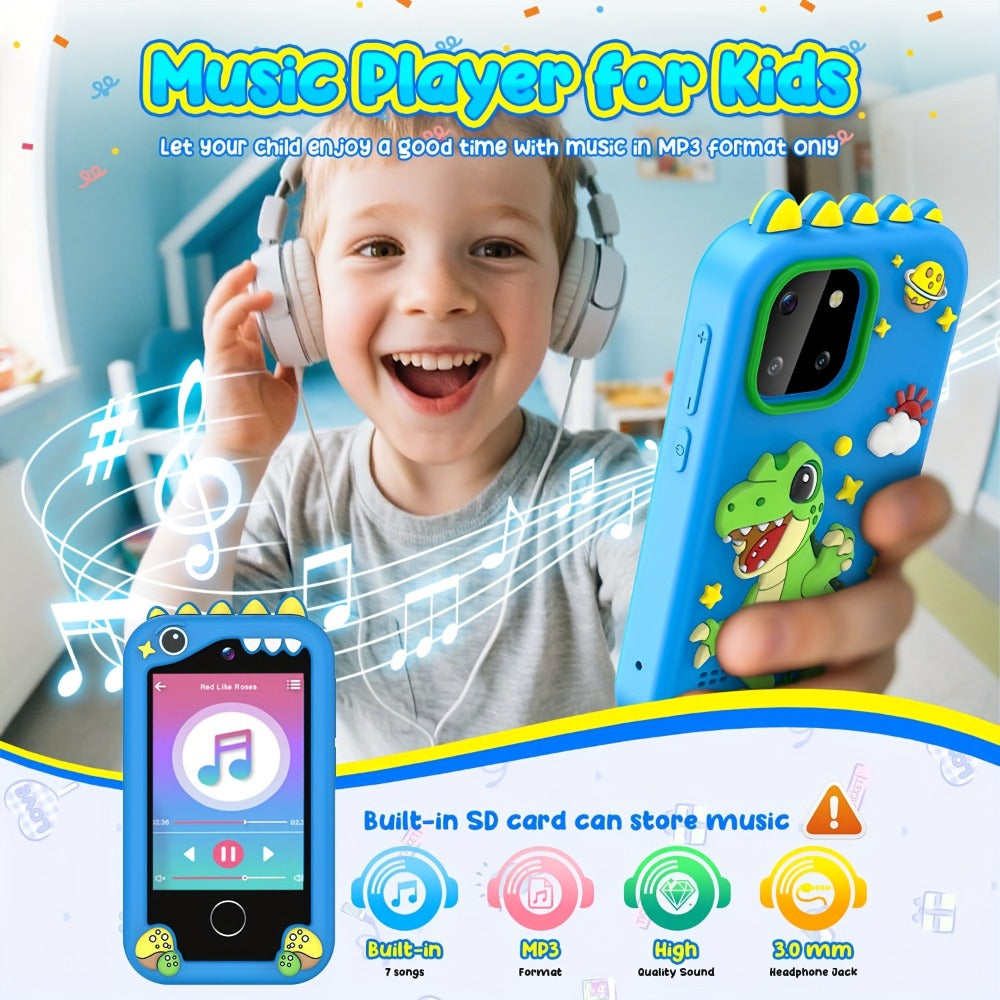 Kids Toy Mobile Phone with Dual Cameras, Touchscreen & MP3 Player, Educational Toy with Games, Alarm Clock & USB Charging
