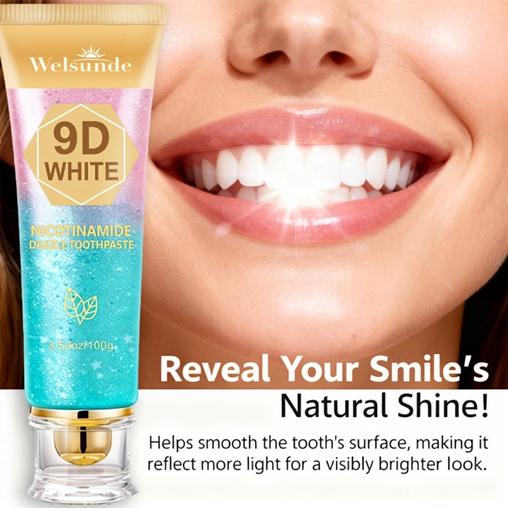 Niacinamide Toothpaste 9D Whitening Toothpaste for Stain Removal Fresh Breath Deep Cleansing Enamel Protection Minty Flavor Gentle on Gums