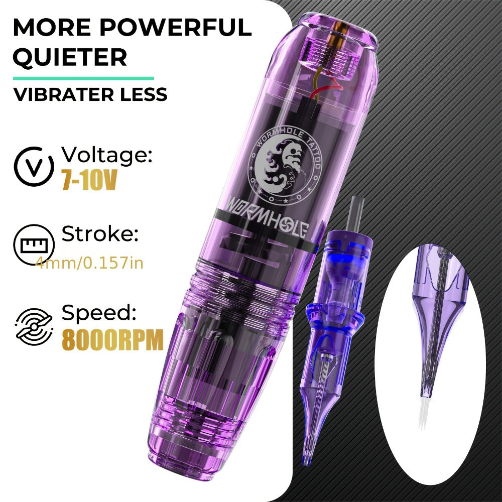 Tattoo Machine Kit WORMHOLE WTK0245 or WTK0246 Wireless Pen with 1200mAh Battery, Digital Display and 8000RPM Motor