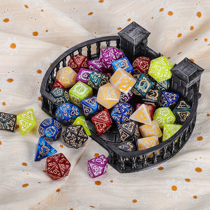 DnD Dice Set 49pcs Dragon Pattern Polyhedral Dice 7 Sets with Pouches with the Listed Color, Size or Set Options for Everyday Use