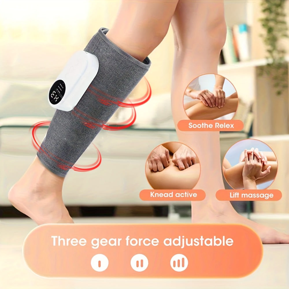 Compression Leg Massager Rechargeable - 2000mAh USB Portable Calf Thigh Knee Massager with 3 Intensity Levels for Home or Salon Spa Use