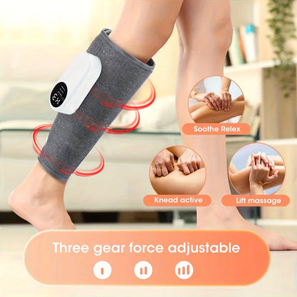 Compression Leg Massager Rechargeable - 2000mAh USB Portable Calf Thigh Knee Massager with 3 Intensity Levels for Home or Salon Spa Use
