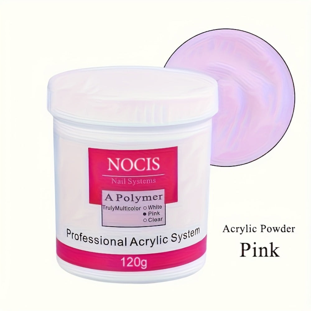 No Lamp Acrylic Nail Extension Powder 120g Clear Pink White, Crystal Formula for Carving 3D Nail Art