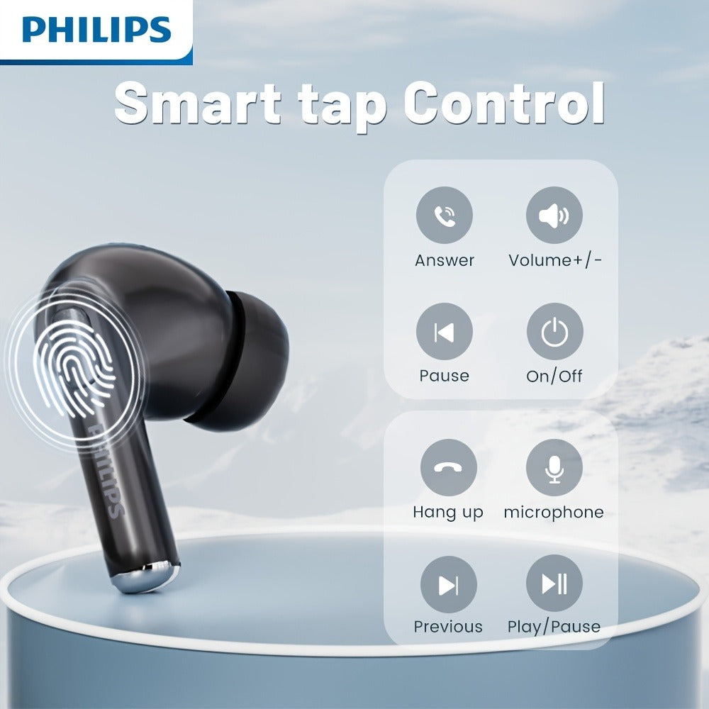 True Wireless Earbuds Philips In-Ear Stem Set with 18-Hour Listed Battery Life, Smart Tap Controls and Two Colors