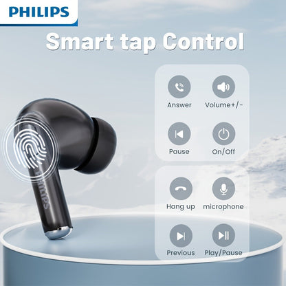 True Wireless Earbuds Philips In-Ear Stem Set with 18-Hour Listed Battery Life, Smart Tap Controls and Two Colors