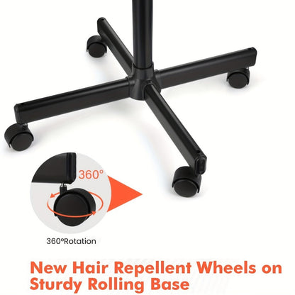 Standing Facial Steamer with Five-Wheel Rolling Base, Black or White Head and Adjustable 26.8–36.4-Inch Height