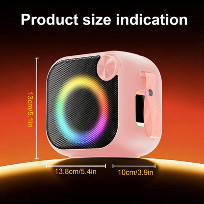 Portable Bluetooth Speaker 4-in-1 Compact Model with RGB Ring, Built-In Sling, Type-C, USB, TF, AUX and FM