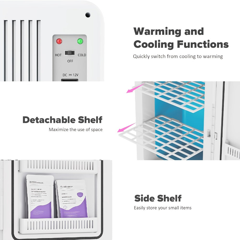 Mini Fridge with Glass Front Door 15.8QT/23.3QT - Portable Cooler and Warmer AC/DC 12V, Small Refrigerator for Bedroom