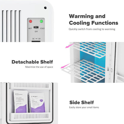 Mini Fridge with Glass Front Door 15.8QT/23.3QT - Portable Cooler and Warmer AC/DC 12V, Small Refrigerator for Bedroom