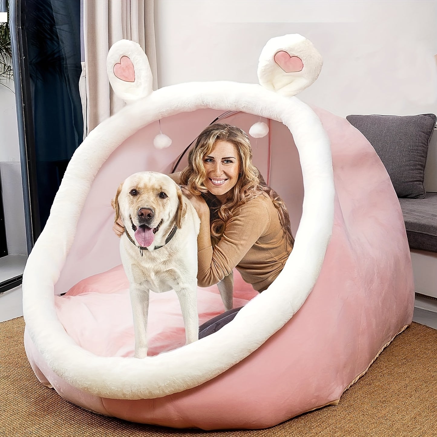 Human Dog Bed 51"x40"x30" Oversized Foldable Plush Washable Large Dog Bed with Super Soft Cushion for People & Pets