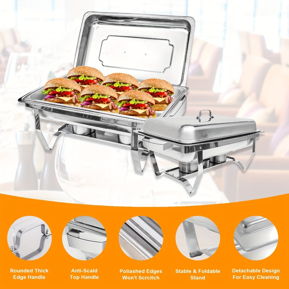 Chafing Dishes Buffet Set 9QT Stainless Steel Food Warmer Trays for Parties Hotel Christmas – 1/2/4/6/8 Pack