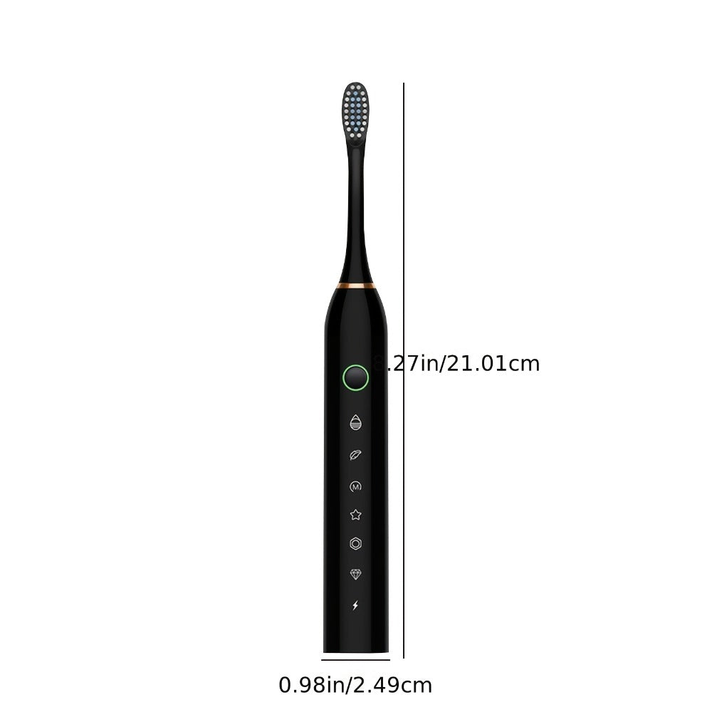 Rechargeable Electric Toothbrush 6 Cleaning Modes with 8 Brush Heads – USB Charge, Soft Bristles, Portable for Travel & Home Use