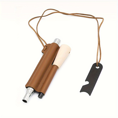 Magnesium Fire Starter Rod Set with Scraper & Steel Bellows, Waterproof Flint Striker Kit for Camping Hiking Survival