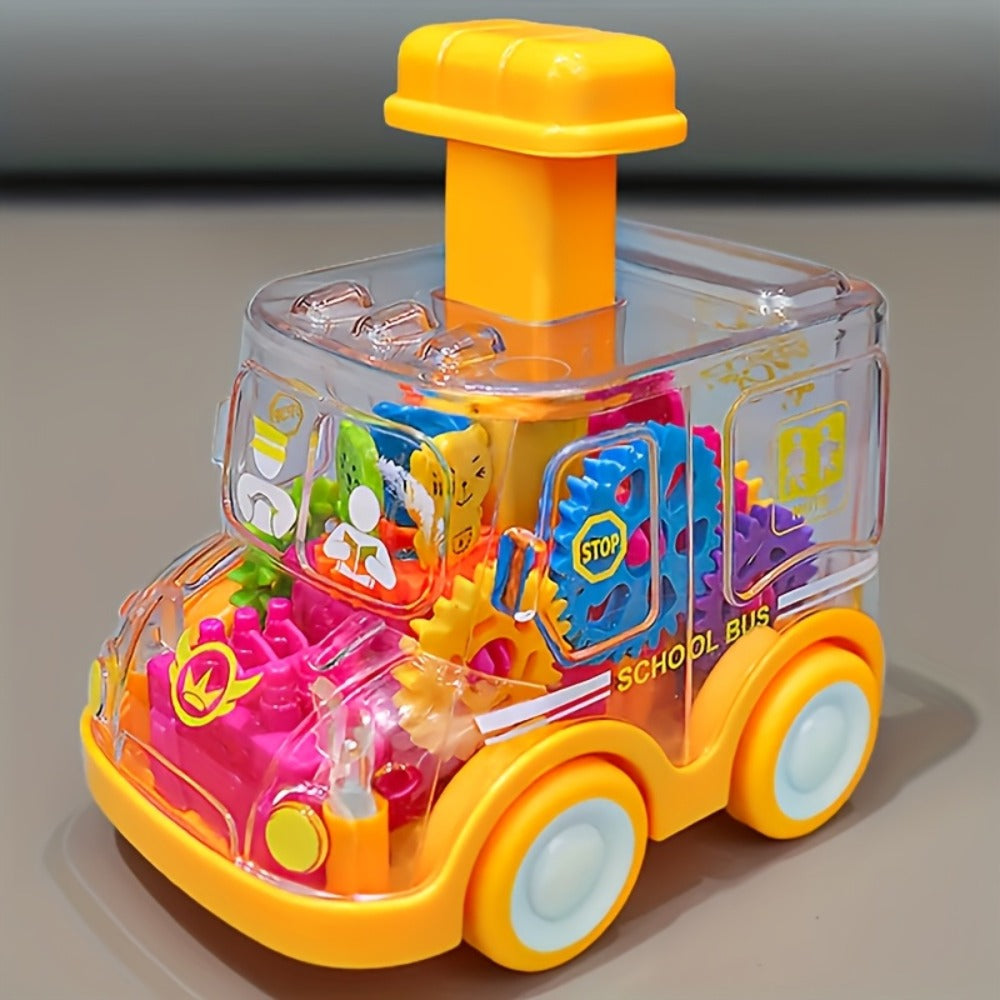 Gear Toy Cars for Toddlers 3-Pack, Transparent Body See-Through Gear Mechanism Push-and-Go Vehicle Set