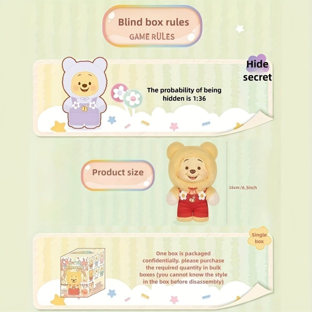 Winnie the Pooh Plush Toy MINISO Disney Candy Series, Licensed Stuffed Animal 1pc Random Style