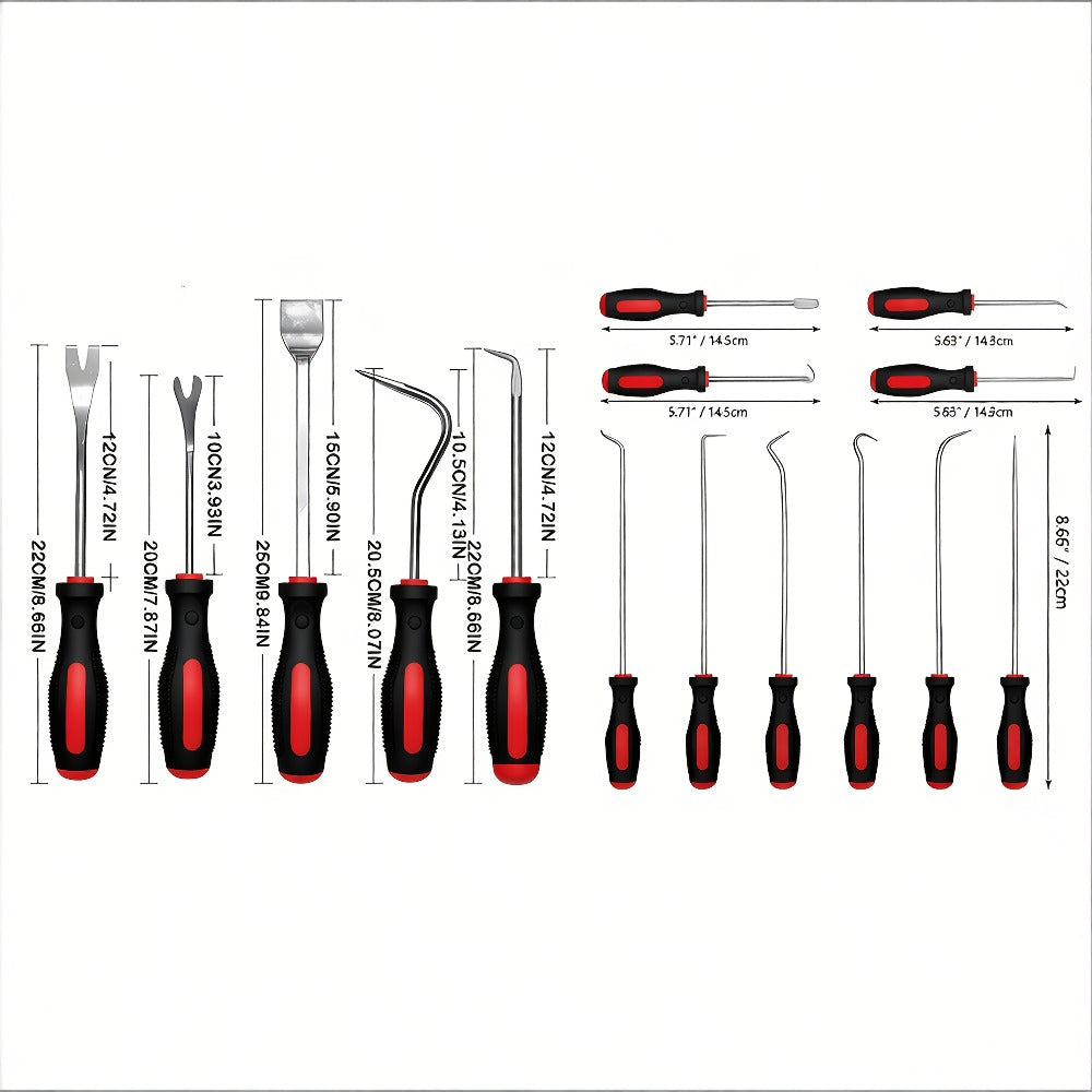 Pick and Hook Set 10/15 Piece – Precision Automotive Oil Seal O-Ring Gasket Removal Tool, Chrome Vanadium Steel, Ergonomic Non-Slip Grip