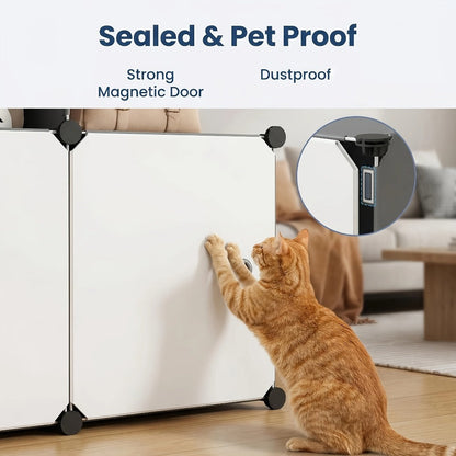 Storage Cabinet Modular Magnetic-Door Organizer with Three or Four Tiers and Two Capacity Options