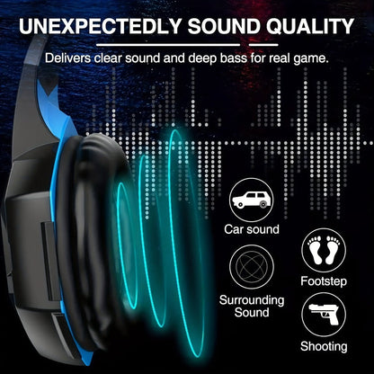 Gaming Headset with Mic LED Light Over Ear Wired Headphones for PC PS5 Xbox Nintendo for Bedside Audio, Alarms and Room Entertainment