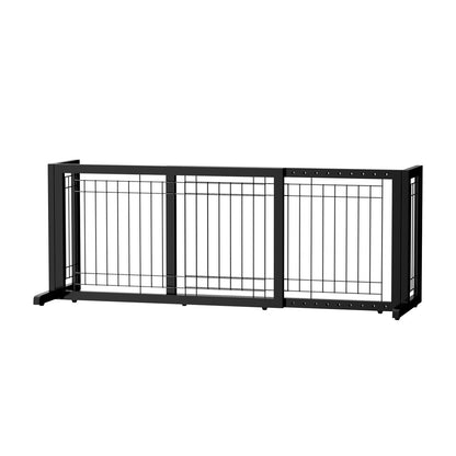 Freestanding Pet Gate for Dogs & Cats – Solid Wood Dog Gate for House, Adjustable 40" to 71" Wide, Indoor Dog Fence for Doorways Stairs